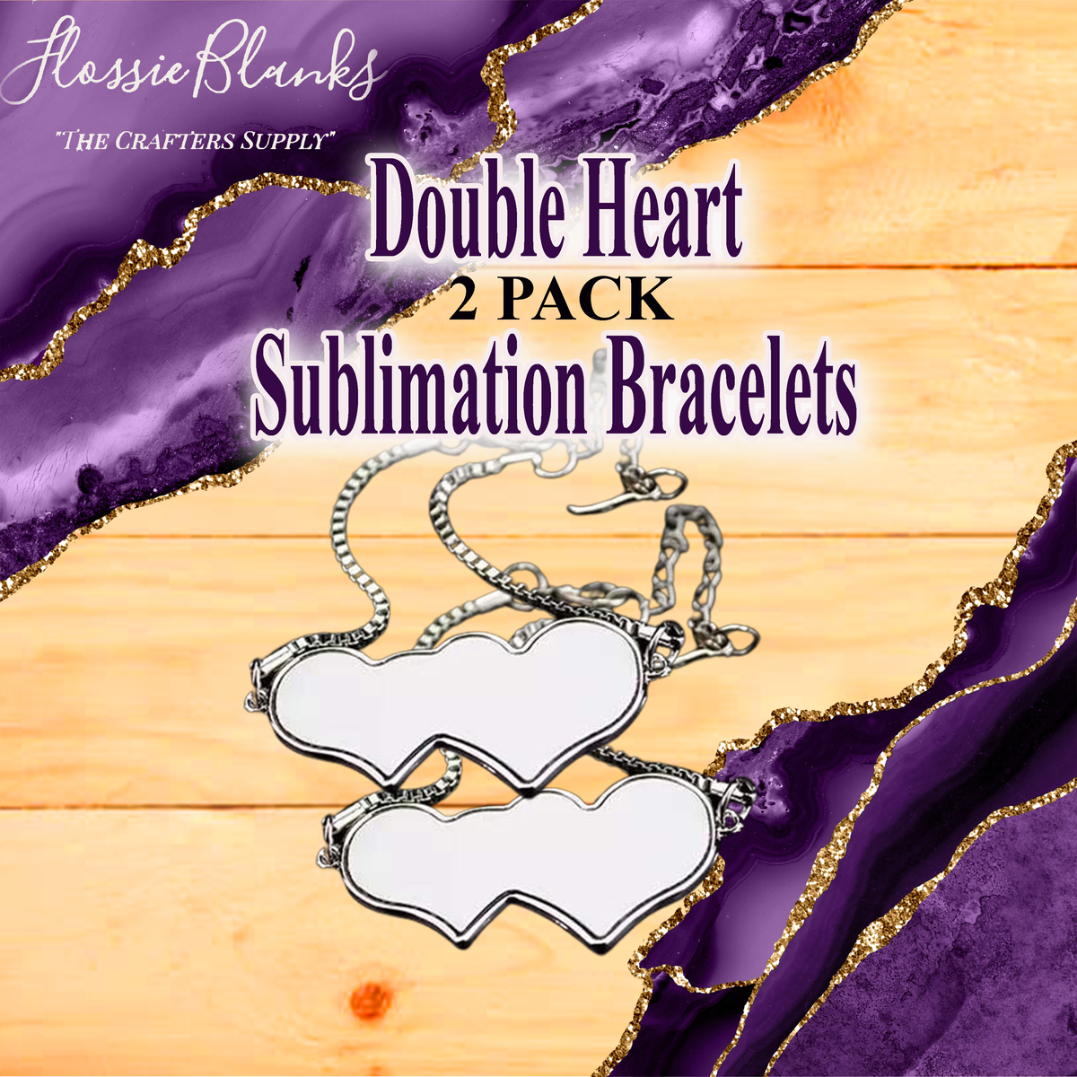 Double Heart Sublimation Pendant Bracelets 2 Pack (BLANK) – Flossie Blanks