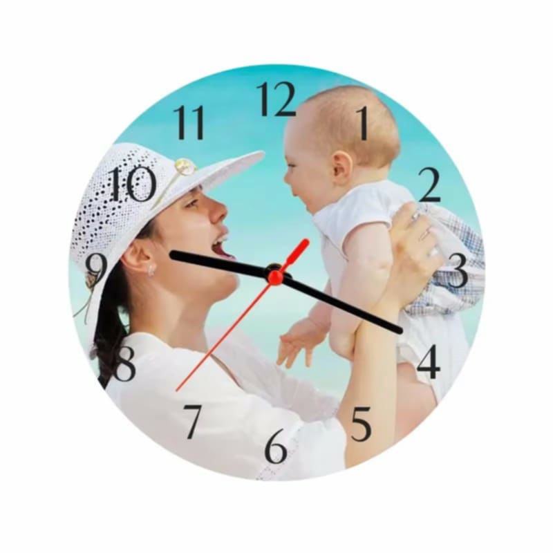 Glass Hanging Round Photo Clock 7.75”  (BLANK)