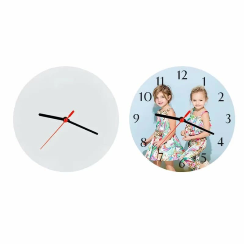 Glass Hanging Round Photo Clock 7.75”  (BLANK)