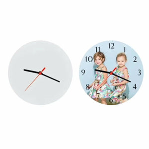 Glass Hanging Round Photo Clock 7.75”  (BLANK)