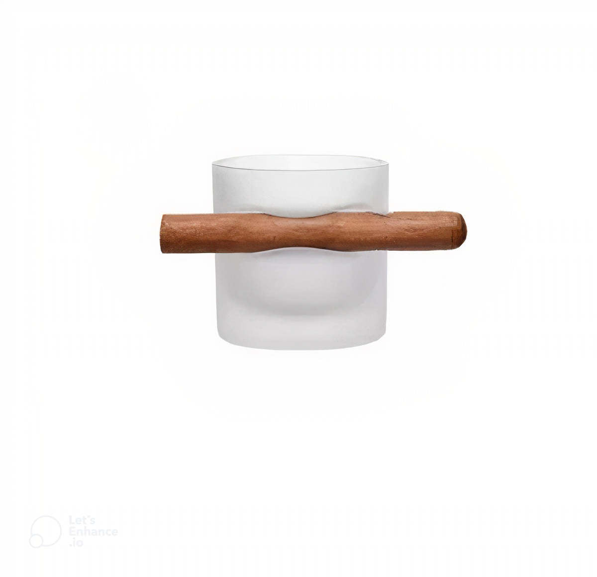 Frosted Whiskey Glass with Cigar Holder