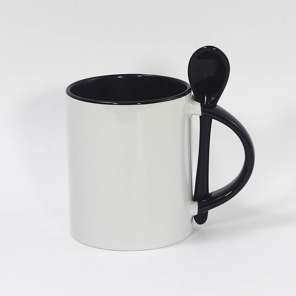 11oz Cup of Cocoa Mug with Spoon (BLANK) Color Inside