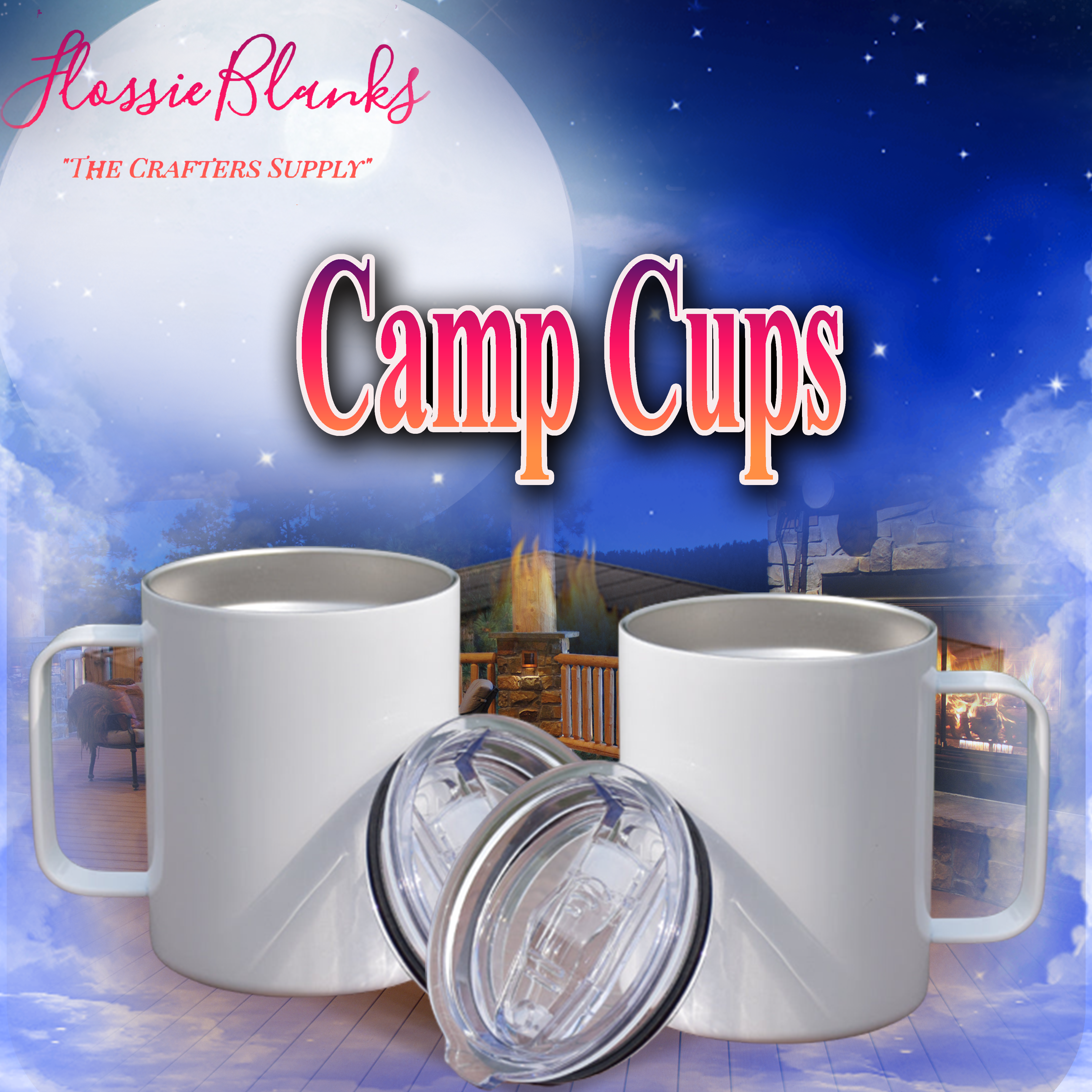 12oz White Camping Sublimation Blank Mug