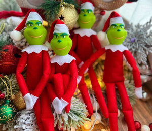 Grinch On A Bench, Plush Ornament