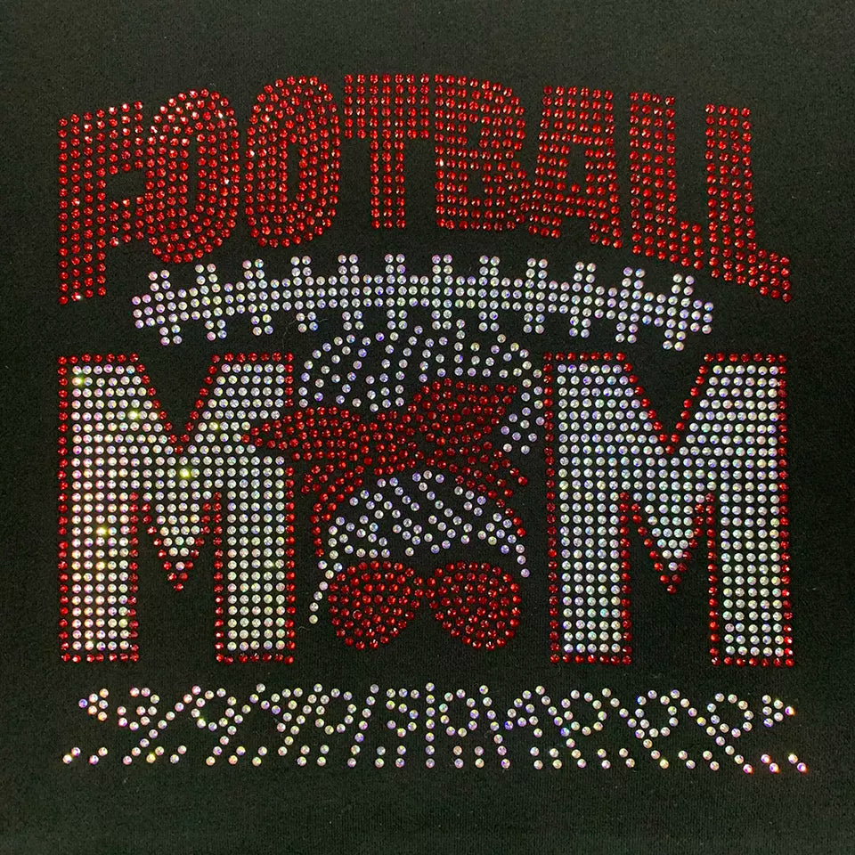 Football Rhinestone Patches Football MOM Rhinestone Transfer – Flossie Blanks