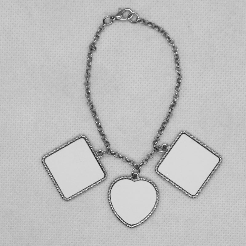 Double Heart Sublimation Pendant Bracelets 2 Pack (BLANK) – Flossie Blanks