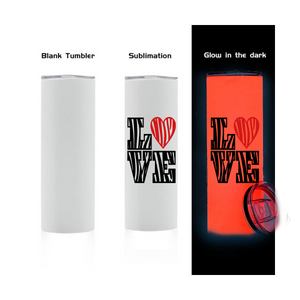 20oz GLOW Sublimation Tumbler (BLANK) White Only glows to RED