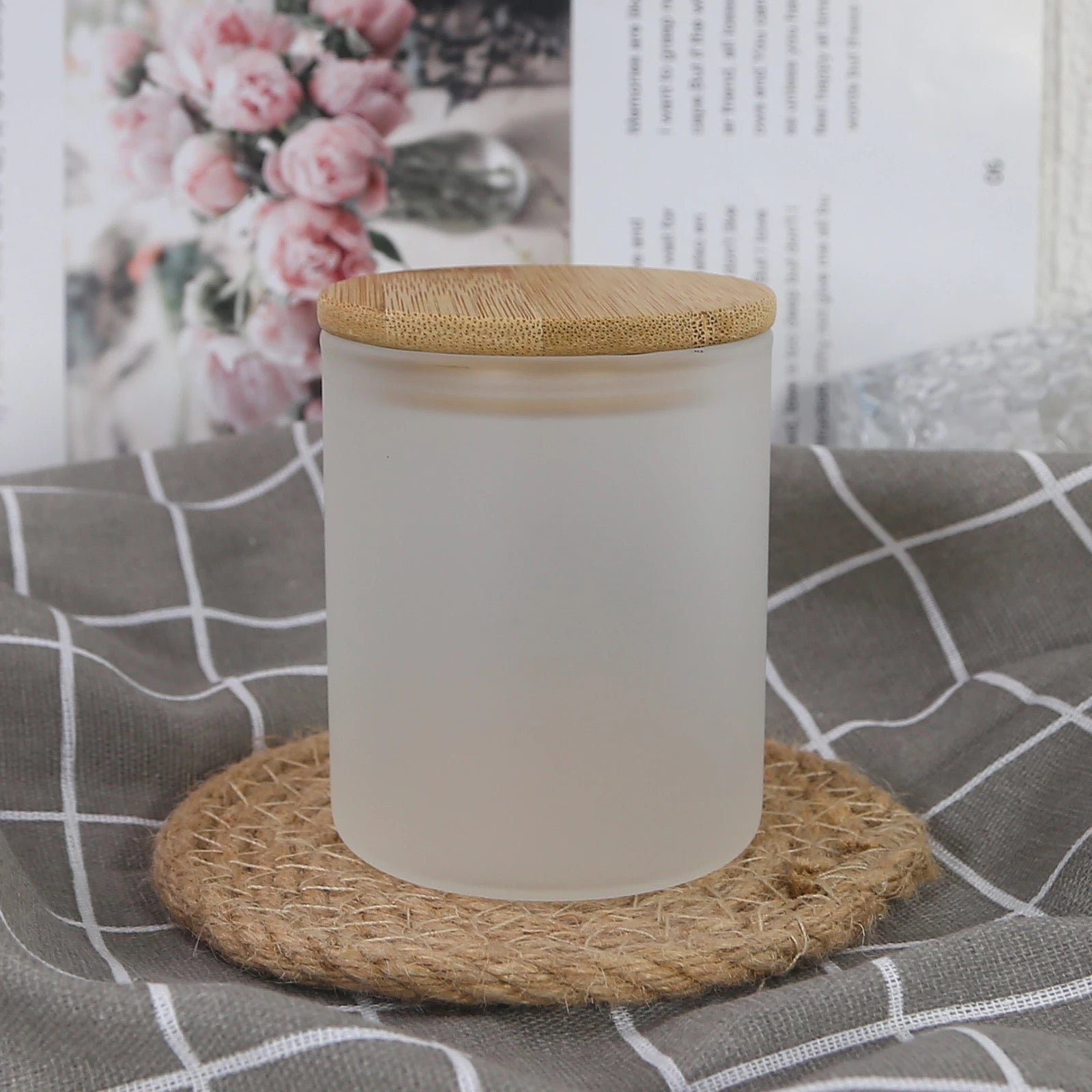 Frosted Candle Holder Glass Jar