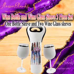 Wine Bottle and Glass Sleeve 3 Piece Set (Blank)