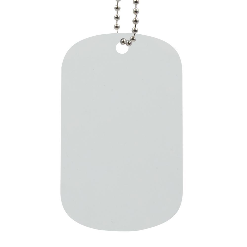Sublimation Blank Dog Tag Set Aluminum White Stamping Tag Pendants Double  Sided Blank Metal Tags with Military Silicone Dog Tag Silencer 23.6 Inch  Dog